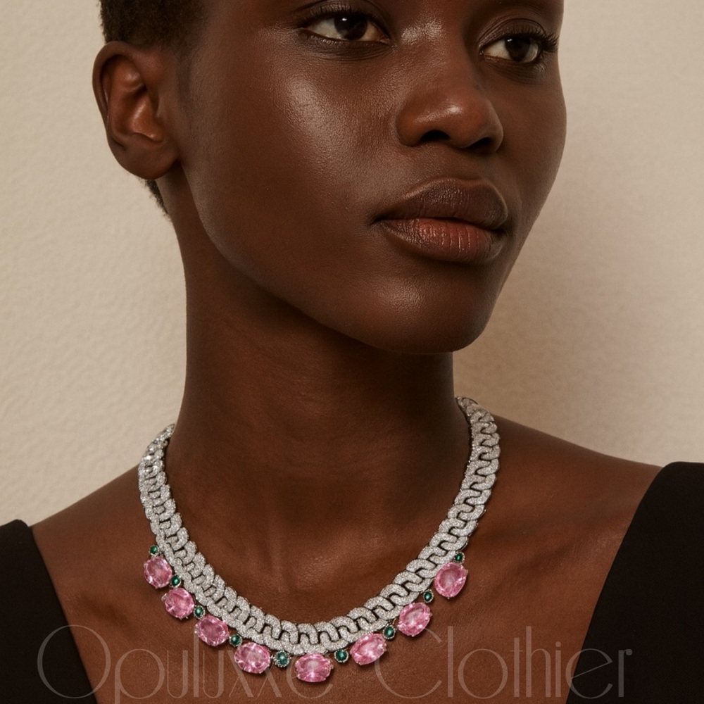 Elegant Silver and Pink Necklace